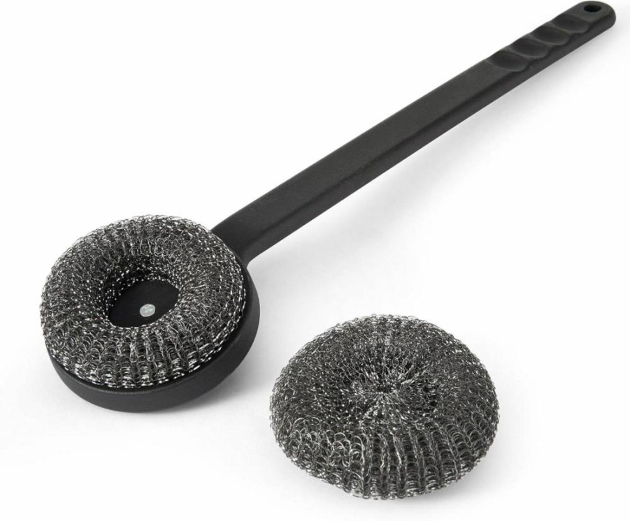 Farberware Heavy-Duty BBQ Grill Brush with Round Scouring Head - Durable Stainless Steel Bristles for Effective Cleaning - Ergonomic Non-Slip Handle - Ideal for Gas, Charcoal Grills - 5275065 Model