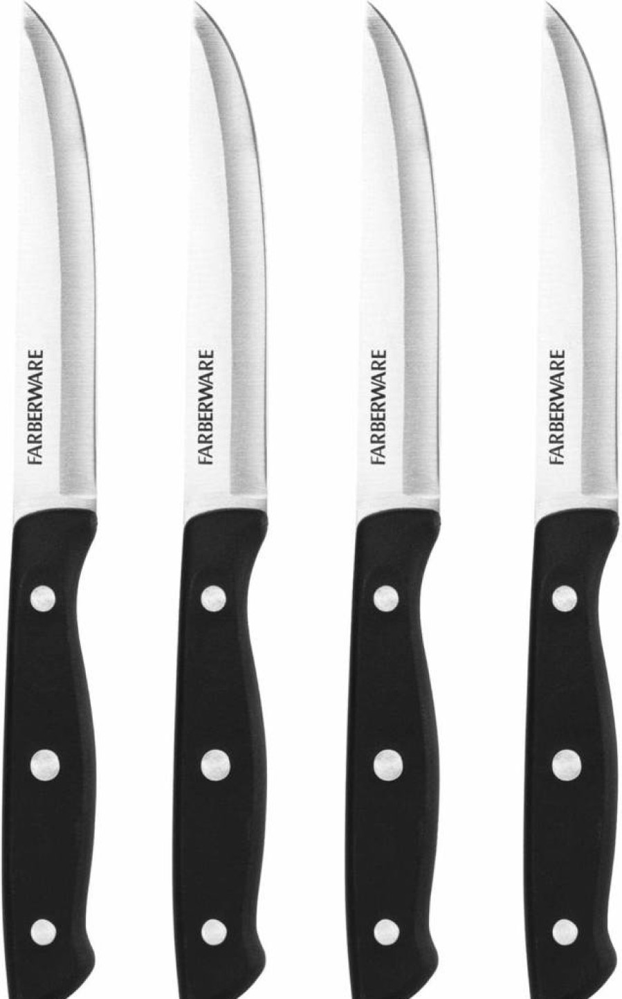 Farberware 4-Piece Steak Knife Set - 4.5" High-Carbon Stainless Steel Blades, Sharp Fine Edge, Ergonomic Handle for Precision Cutting