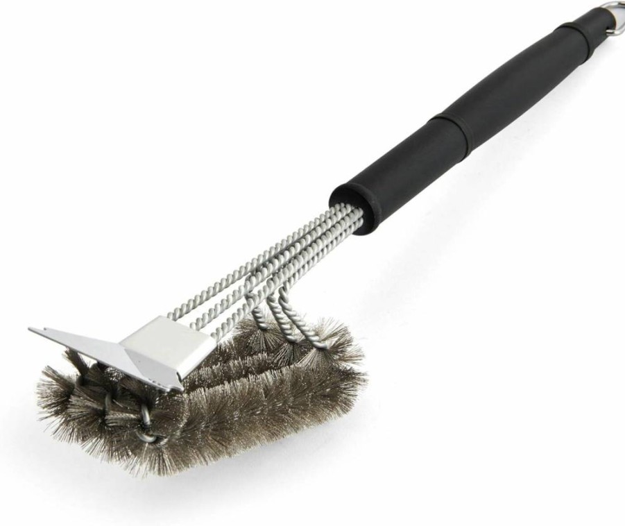 Farberware 18-Inch Black Triple Head BBQ Grill Brush with Durable Bristles - 5261925