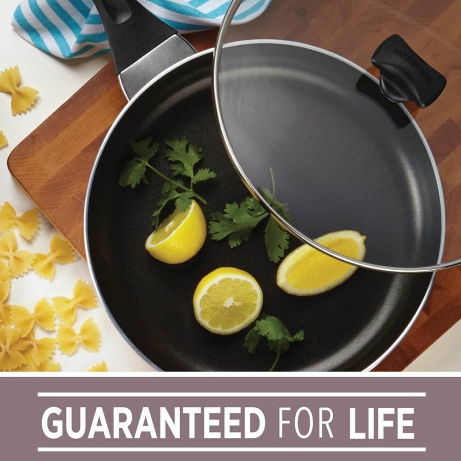 Farberware 6 Quart Nonstick Jumbo Cooker and Saute Pan with Helper Handle - Dishwasher Safe Silver Cookware