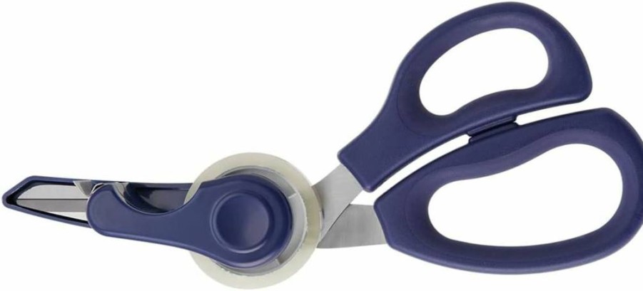 Farberware 8.46-Inch Teal Craft and Gift Wrap Scissors with Removable Tape Dispenser and Blade Cover, Easy Glide Design