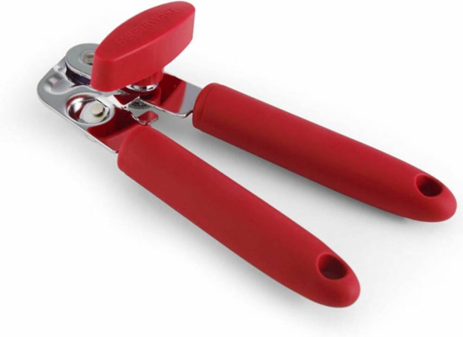 Farberware Red Soft Grip Can Opener - Easy-Open Comfort Handle, Durable Kitchen Tool