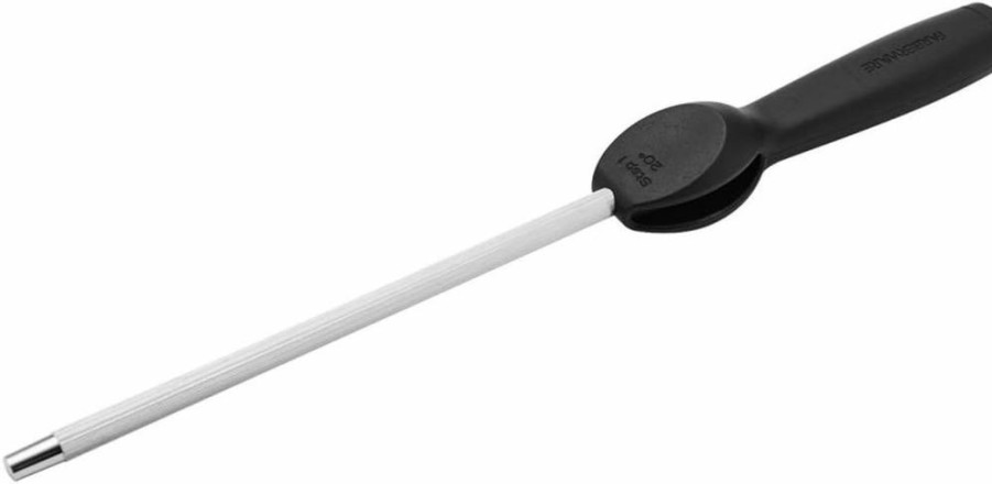 Farberware EZ Angle Bolster Knife Sharpening Steel - 12-Inch Black Sharpening Rod for Kitchen Knives