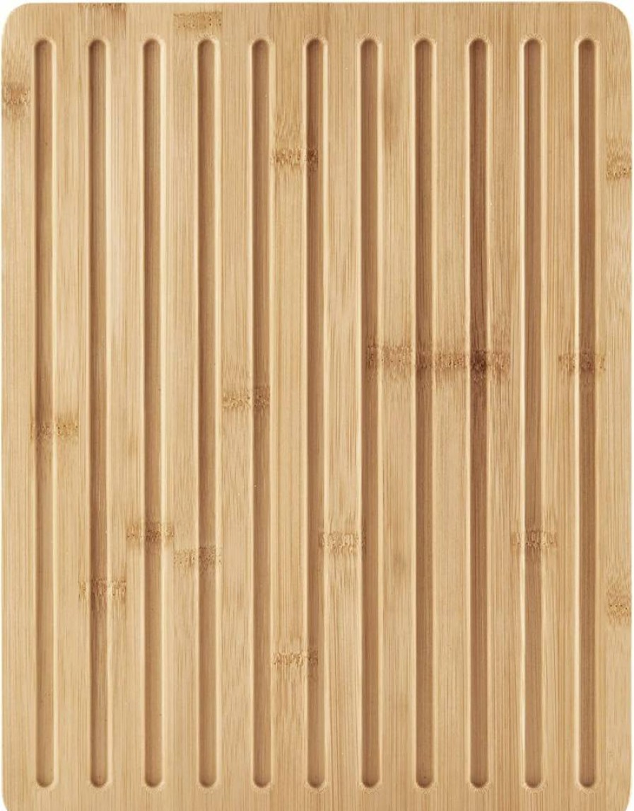 Farberware 11x14 Inch Bamboo Bread Cutting Board with Non-Slip Finger Grip and Juice Groove, Eco-Friendly Kitchen Chopping Board