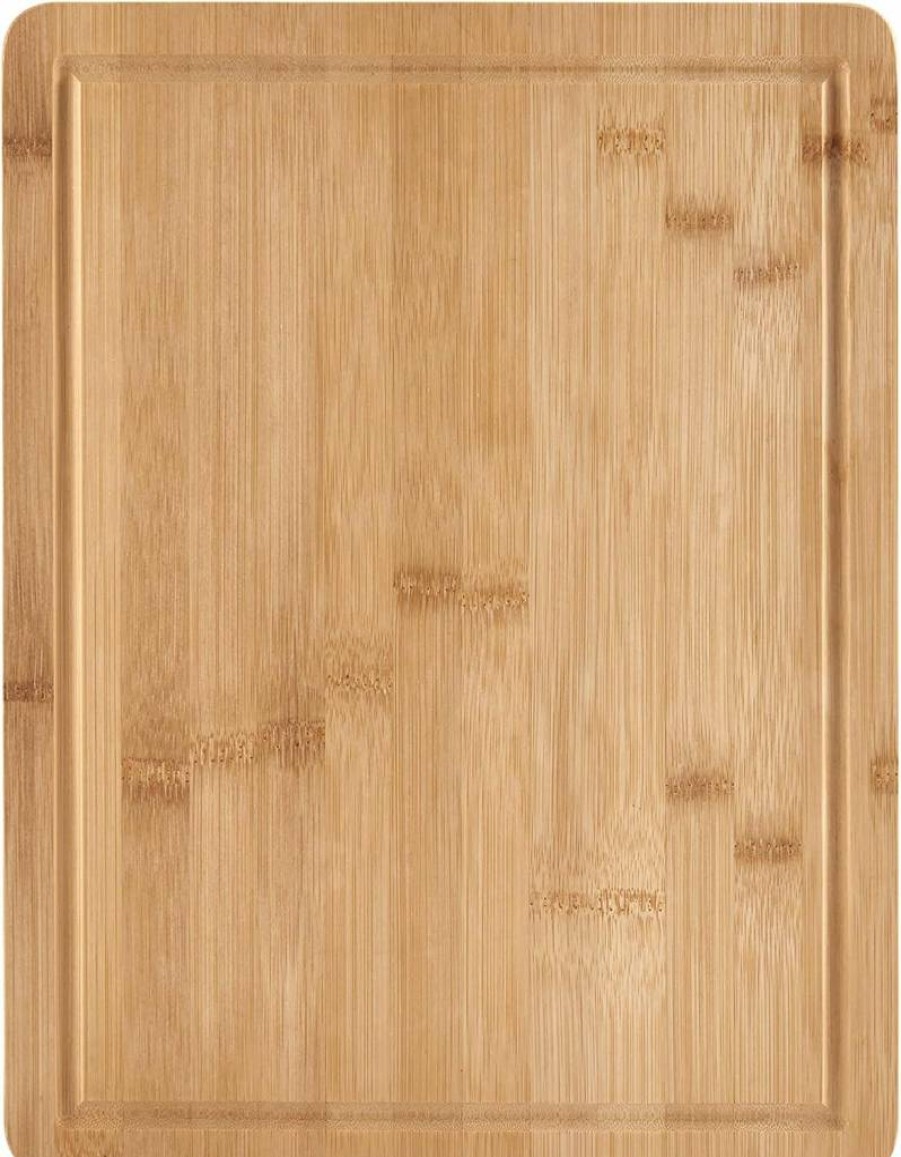 Farberware 11x14 Inch Bamboo Bread Cutting Board with Non-Slip Finger Grip and Juice Groove, Eco-Friendly Kitchen Chopping Board