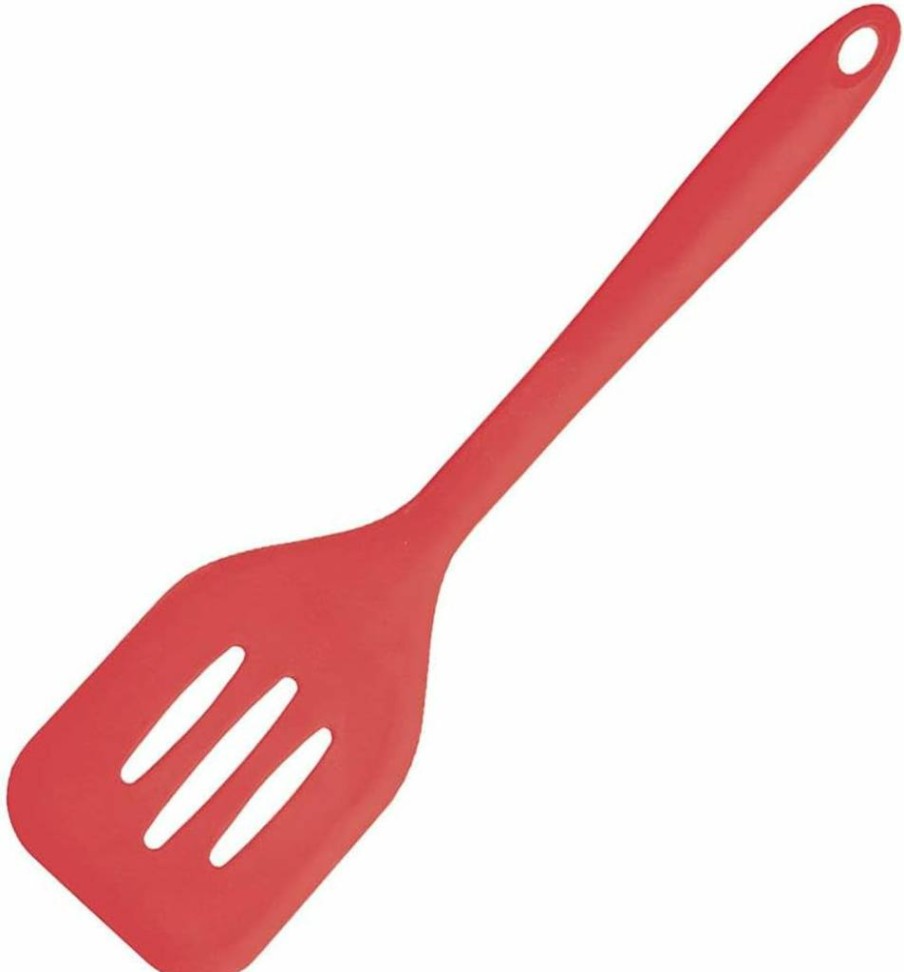 Farberware Red Silicone Slotted Turner - Heat-Resistant Kitchen Spatula for Non-Stick Cookware