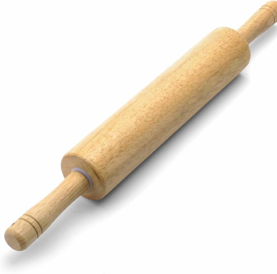 Farberware 18 Inch Professional Wooden Rolling Pin for Baking - Hardwood Dough Roller with Comfort Grip for Pizza, Pie Crust, Pastry, and Cookies