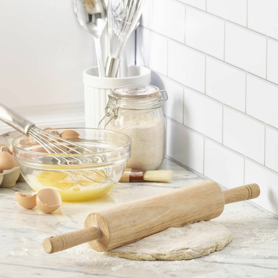 Farberware 18 Inch Professional Wooden Rolling Pin for Baking - Hardwood Dough Roller with Comfort Grip for Pizza, Pie Crust, Pastry, and Cookies