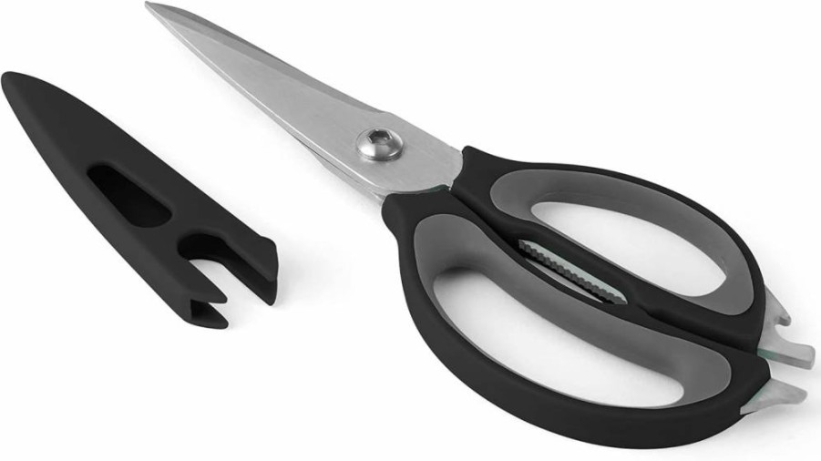 Farberware 4-in-1 Multi-Purpose Kitchen Shears with Comfort Grip, 2-Piece Set in Aqua and Gray