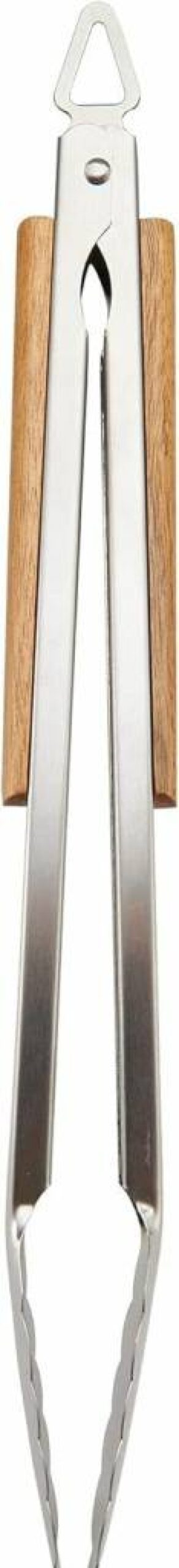 Farberware 17-Inch Stainless Steel BBQ Tongs with Acacia Wood Handle for Grilling and Cooking