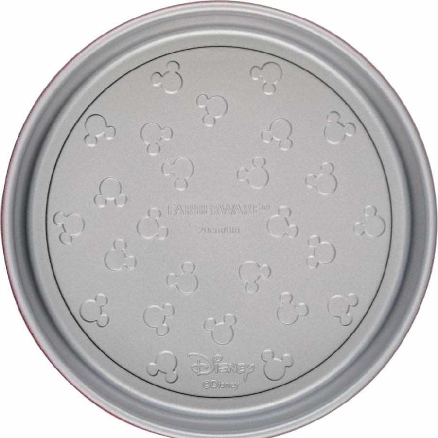 Farberware Disney Mickey Mouse 8-Inch Round Nonstick Cake Pan - Red and Gray Bakeware for Easy Baking