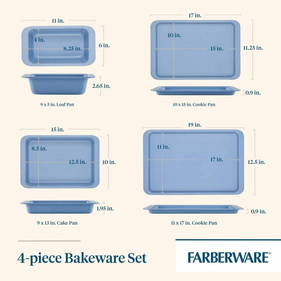 Farberware Nonstick Baking Set - 10x15 Inch Cookie Sheet & 12-Cup Muffin Pan, 2-Piece Blue Bakeware for Easy Cooking