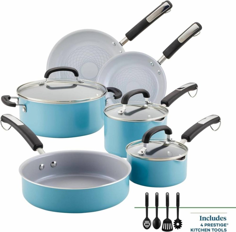 Farberware 3-Quart Ceramic Nonstick Saucepan with Lid - EcoAdvantage Gray Cookware, Straining Pot for Easy Cooking