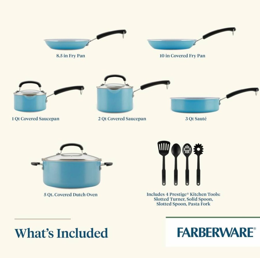 Farberware 3-Quart Ceramic Nonstick Saucepan with Lid - EcoAdvantage Gray Cookware, Straining Pot for Easy Cooking