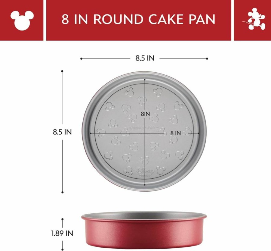 Farberware Disney Mickey Mouse 9-Inch Nonstick Springform Cake Pan for Cheesecake, Baking - Red and Gray