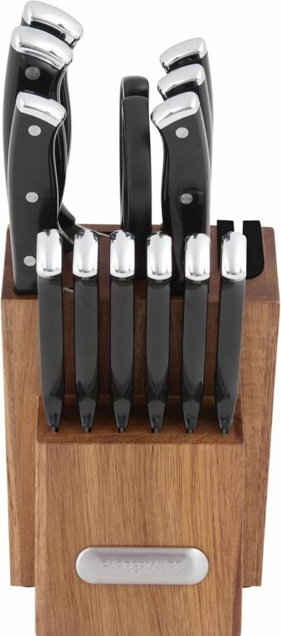 Farberware 14-Piece Knife Block Set with Edgekeeper Technology, Triple Riveted Handles, and Built-In Sharpener - Black