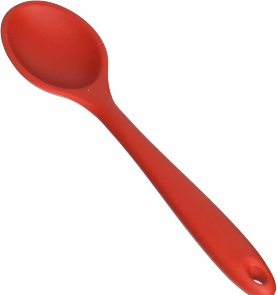 Farberware 11-Inch Red Silicone Cooking Spoon – Heat-Resistant Kitchen Utensil for Non-Stick Cookware