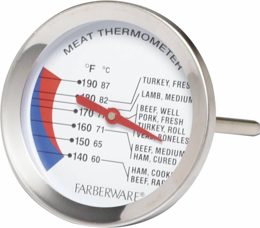 Farberware Protek Silver Refrigerator Thermometer 5141020 - Accurate Fridge Freezer Temperature Monitor