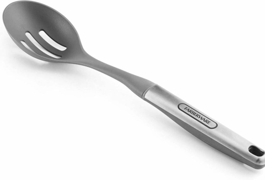 Farberware Professional 11.81-Inch Soft Spoon Spatula, Stainless Steel with Gray Handle, Kitchen Cooking Utensil