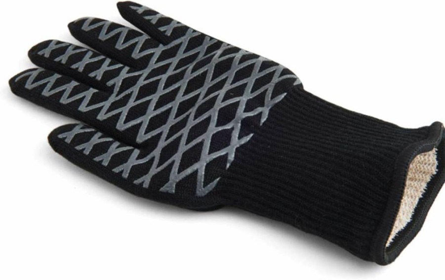 Farberware Heat-Resistant BBQ Grill Oven Mitt - Black, Extra-Large Cooking Glove for Safe Grilling & Baking