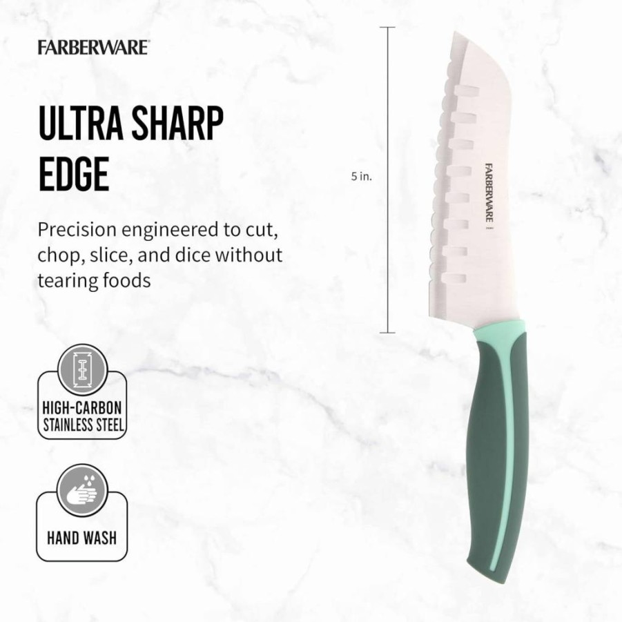 Farberware 3-Piece Soft Grip Chef Knife Set - Multicolored Precise Slice Kitchen Knives